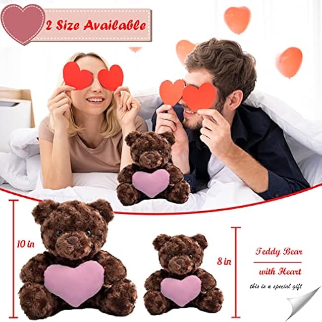 Personalized Teddy Bear with Heart for Customized Text, Custom Teddy Bear Stuffed Animal as Personalized Gifts for Girlfriend/Boyfriend as Birthday Gifts/Valentines Day Gifts (8 in-Pink Heart)
