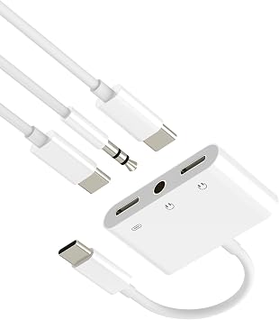 USB C to 3.5mm Audio Adapter Charger Headphone3-in-1 Type-C Earbud Splitter Dongle Compatible for Samsung Galaxy for Apple for iPhone 15 Pro Max Plus for iPad 10Air4/5Mini6Pro