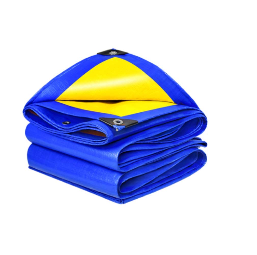 Jhnea Blue/Yellow Tarps Heavy Duty Waterproof, Dustproof Rainproof Tarpaulin With Metal Grommets,Waterproof, Tear Proof Tarpaulin With Grommets And Reinforced Edges,_2*2M(6 X 6Ft)