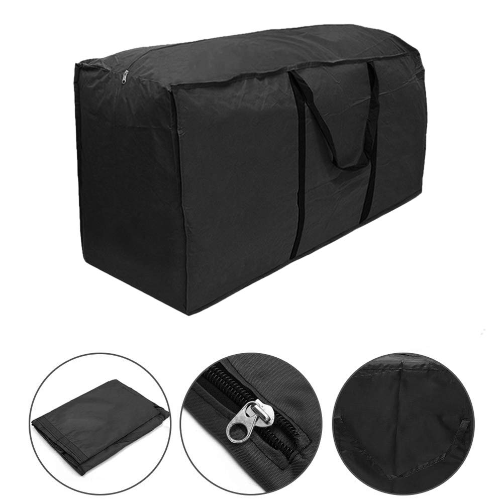 SumshyGarden Furniture Cushion Storage Bag Large, 【 116 x 47 x 51 cm 】 Waterproof & Lightweight Outdoor Patio Seat Pads Carry Handbag with Handle for furniture cushions, Christmas tree etc 【 Black 】