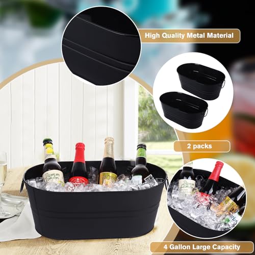 Tchrules K332 Galvanized Tub Beverage Tubs, 2Pcs Metal Ice Buckets thumb #4