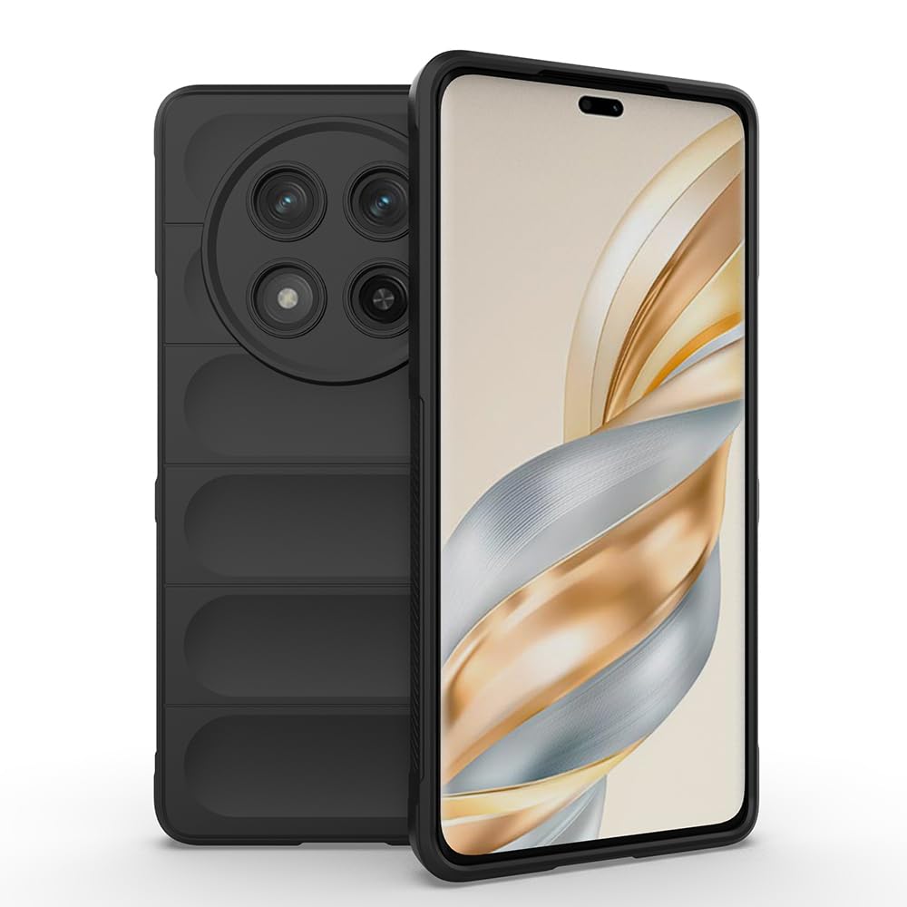Zore Honor ile uyumlu Magic 7 Lite Kılıf Esnek TPU Oyuklu Arka Yüzey Tasarımlı Zore Etnik Silikon Kapak Siyah