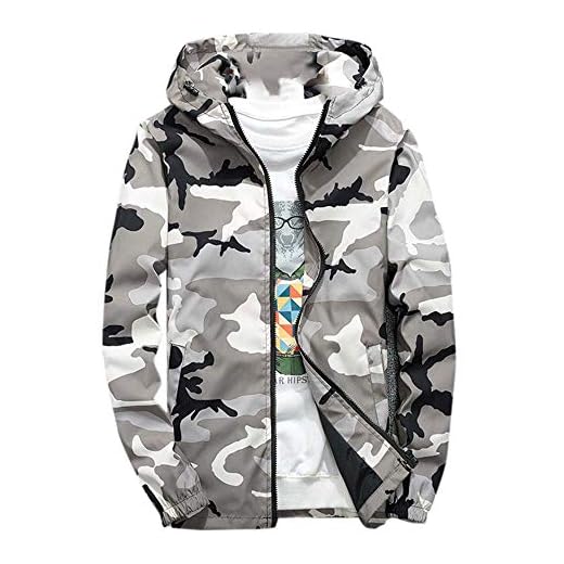 waotier Rompevientos Chaqueta De Trinchera con Capucha para Hombre Casual Moda Camuflaje Color Impreso Más Tamaño Sudadera con Capucha Abrigo De Cremallera Fina