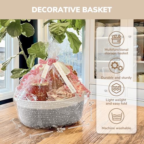 Image of CHICVITA Easter baskets, Cute Basket for Decor, Dog Toy Storage, Empty Gift Baskets to Fill, 12 inchx 8 inchx 5 inch, Grey (Pack of 2)