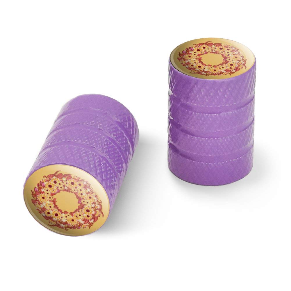 Autumn Fall Wreath Sunflowers Motorcycle Bicycle Bike Tire Rim Wheel Aluminum Valve Stem Caps