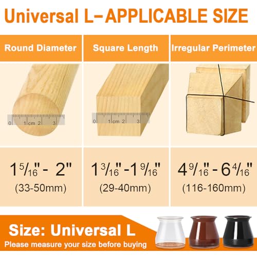 24 Pcs Chair Leg Floor Protectors for Hardwood Floors Silicone Covers to Protect Wood Tile Floors Felt Bottom Furniture Leg Caps Anti-Scratch Reduce Noise (Fit:1.3"-2")