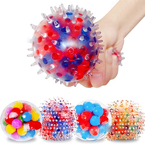 VRCLUB Stress Relief Balls for Kids and Adults-4 Packs Different Stress Balls with Water Bead - Fidget Sensory Toys for Anxiety, ADHD,Tension and More