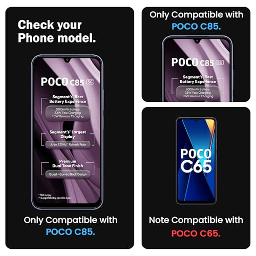 Image of FIRST MART Military-Grade Gorilla Tempered Glass For Poco C85 (6.83 Inch) With Edge To Edge Screen Coverage and Easy Installation Kit| Black