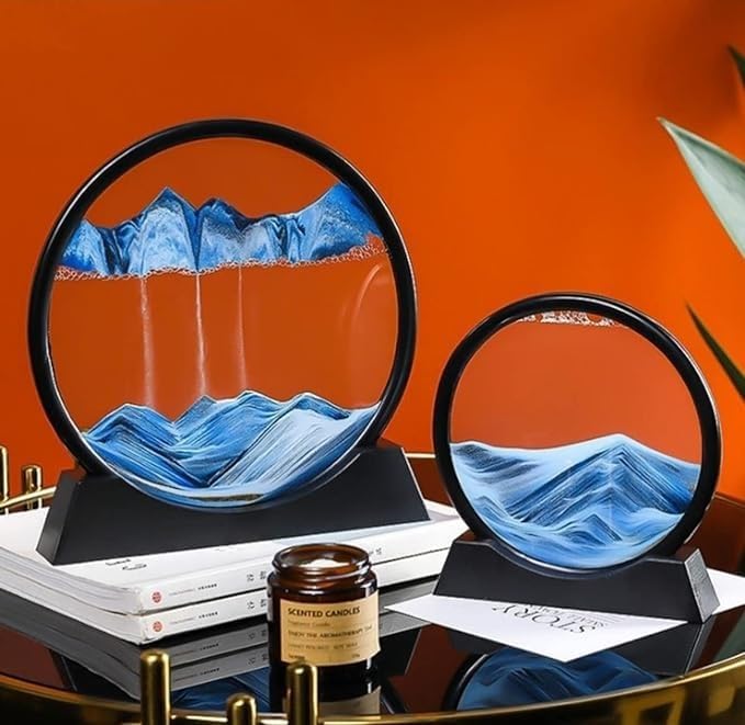 Moving Sand Art Picture ,Flowing Sand Painting,3D Hourglass Deep Sea Sandscape Painting Artistic in Motion Display with Frame Base Liquid Kid's Desktop Sand Art Toys ( Color : A2 , Size : 17 x 19 cm )