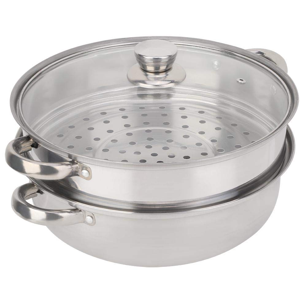 Vaporiera Pentola, Pentola Vaporiera Pentole in acciaio inossidabile Cottura a vapore a 2 strati da 27 cm/11 pollici Pentola A Vapore A 2 Strati Cottura a vapore per zuppe a bagnomaria