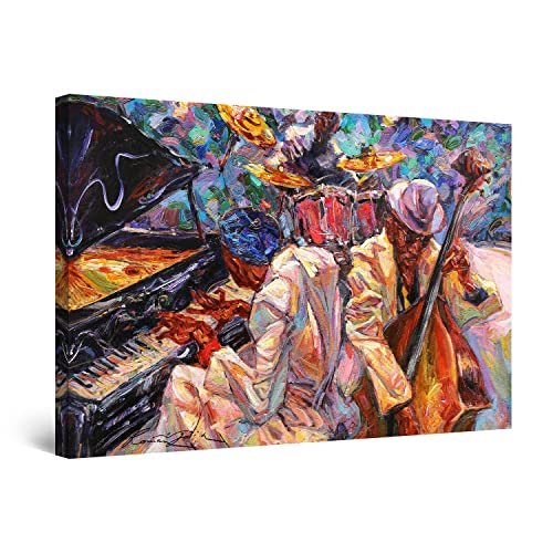 Startonight Impression Sur Toile Lumineux Peinture Orange de Musique Jazz - Tableau Abstrait - Decoration Murale Salon Moderne - Image sur Toile - Grande 80 x...