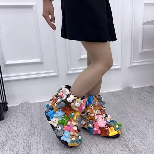Winter Snow Boots for Women, Teddy Boots covered In Stuffed Animals, Mid-Calf Fluffy Boots3