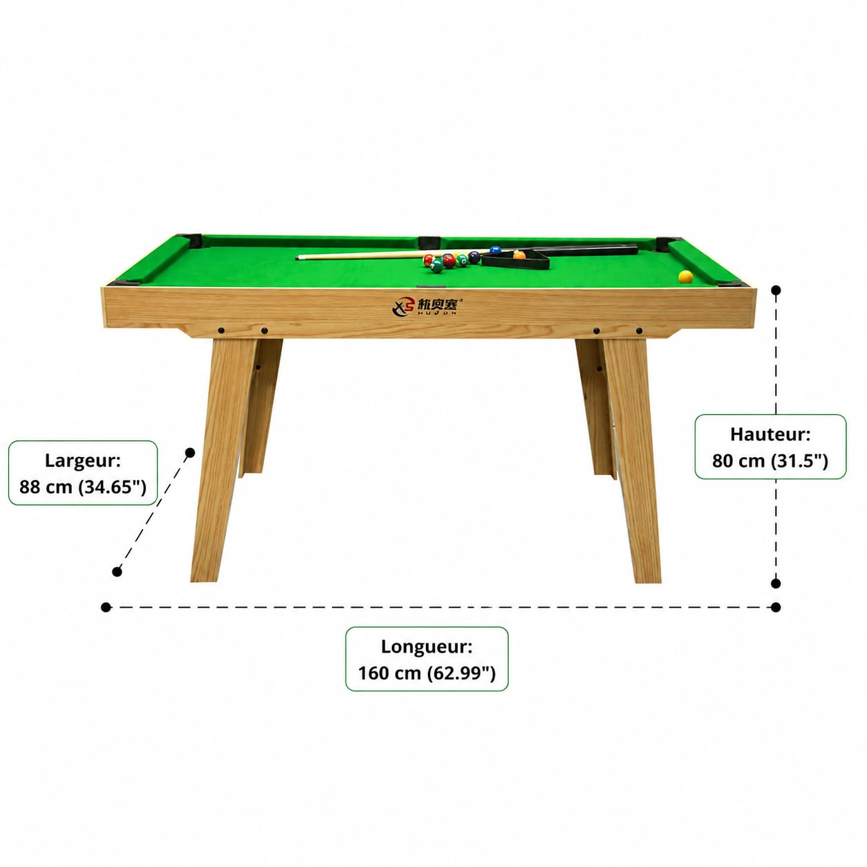 Billard Table 160cm en Bois, Mini Billard Américain pour Enfants & Adultes, Tapis Feutre Laine, Accessoires Inclus pour Jeu d'Intérieur