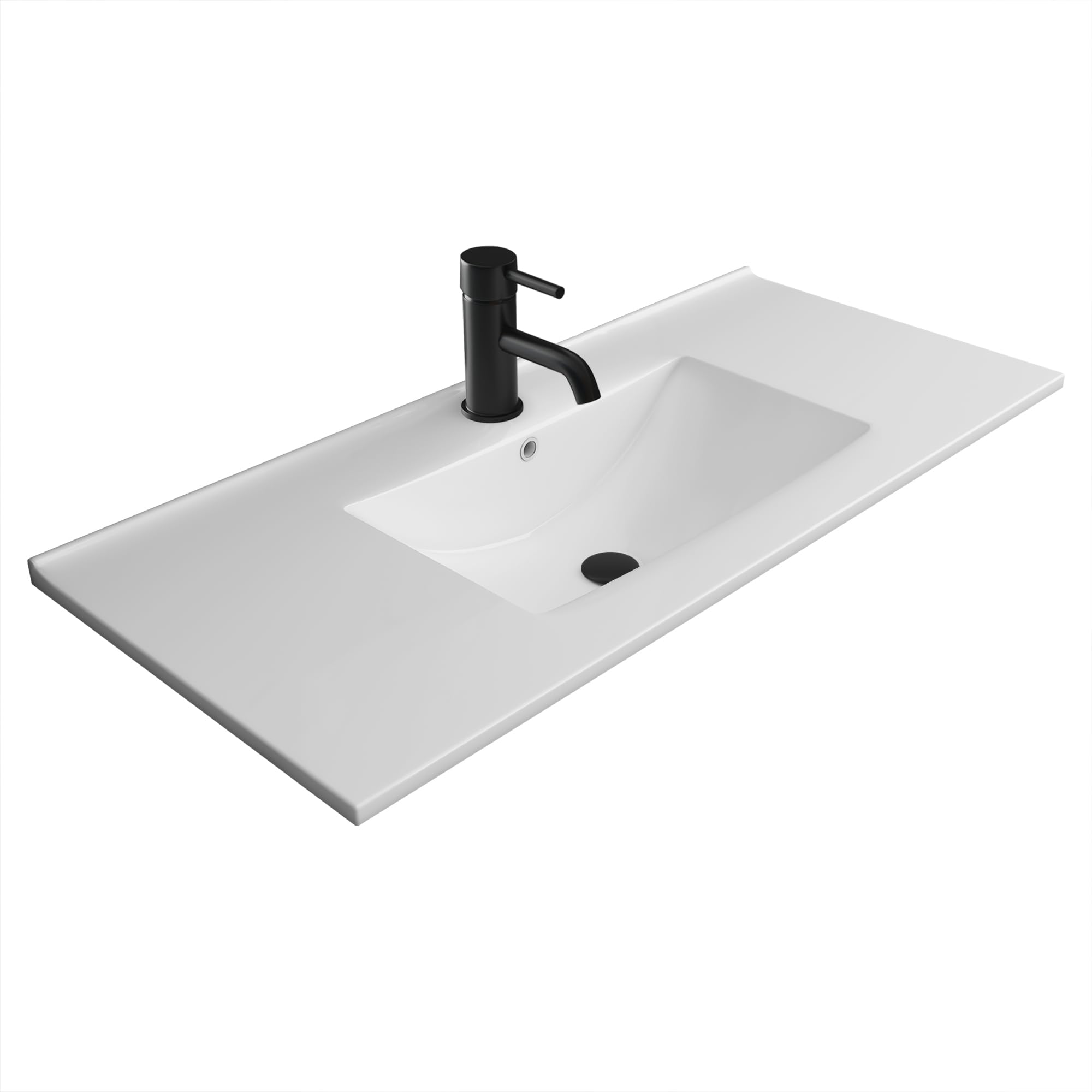Alpenberger Lavabo de baño | lavabo empotrado | lavabo superior cuadrado | Lavabo para invitados de 90 cm de ancho | lavabo de mano con sellado de cerámica Nano