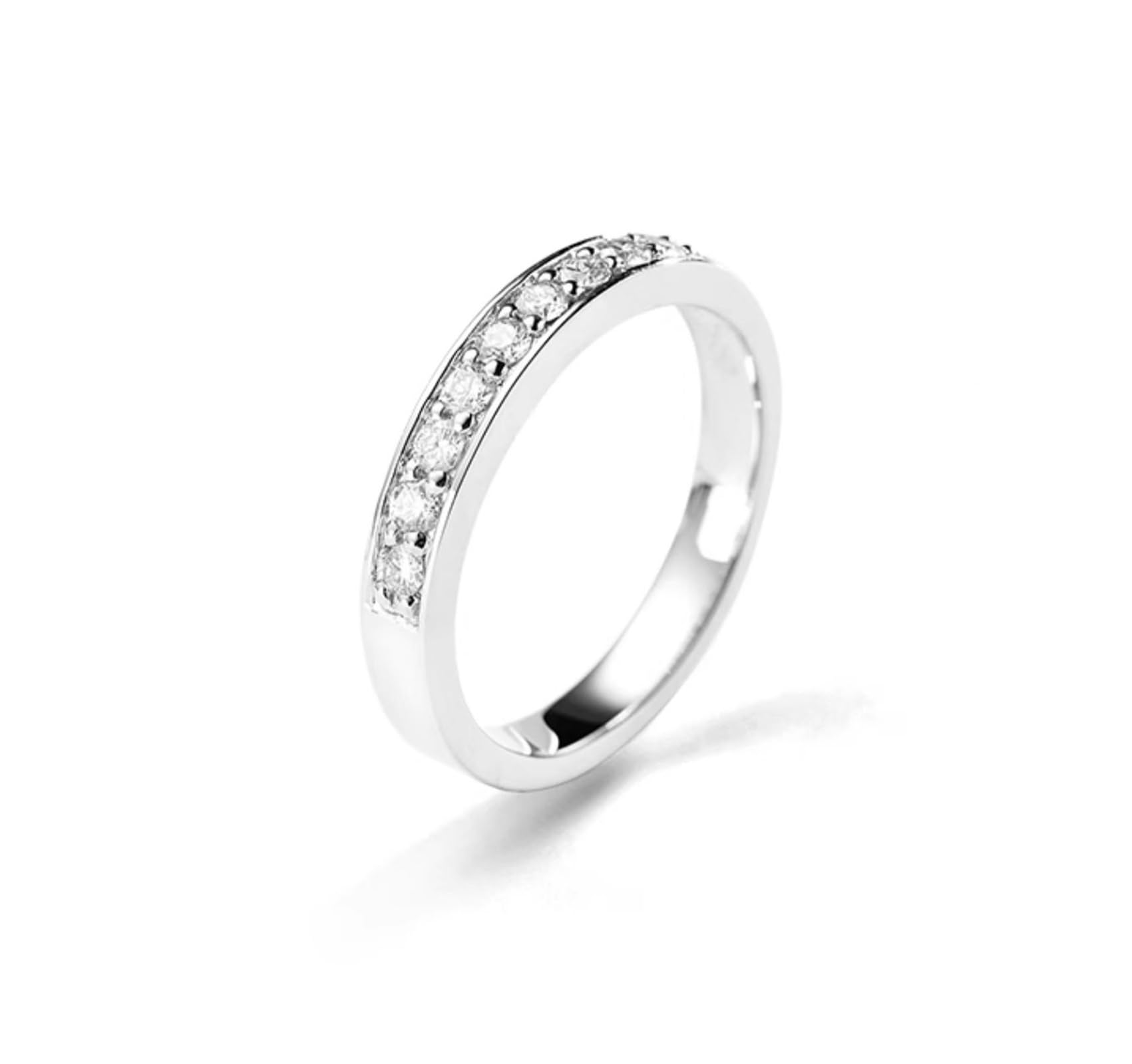Anillos de compromiso de oro blanco, alianzas de oro real con diamantes de 0,25 quilates, anillos de media eternidad, anillos de boda para mujer