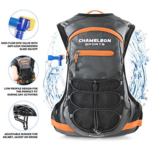 Chameleon Sports Hydration Backpack | Designer Camel Water Pack for Running Biking Cycling and Hiking | 2L Water Bladder Included