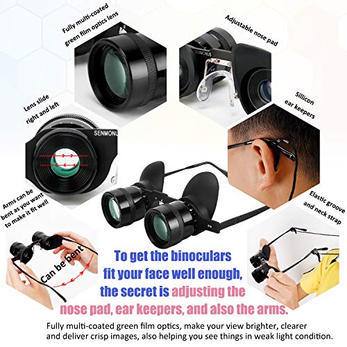 Professional Hands-Free Binocular Glasses For Fishing, Bird Watching, Sports, Concerts, Theater, Opera, Tv, Sight Seeing, Hands-Free Opera Glasses For Adults Kids (Green Film Optics)-Upgraded #TOP4
