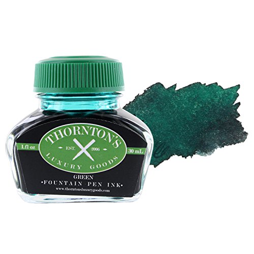 Thornton's Luxury Goods Fountain Pen Ink Bottles 30ml Green Suitable For All Brands International Standard Bottled Ink Premium Refill for Calligraphy Pens Gives Smooth Free-Flow Writing