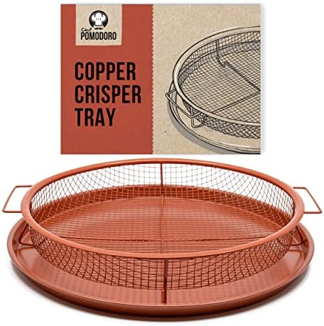 Chef Pomodoro Air Fryer Tray for Oven, Round Air Fryer Basket 12.2", Oil-Free Crisper Tray for Oven, Large Air Fryer Basket for Oven with Air Fryer Option, Non Toxic, Dishwasher Safe, 2-Piece Set