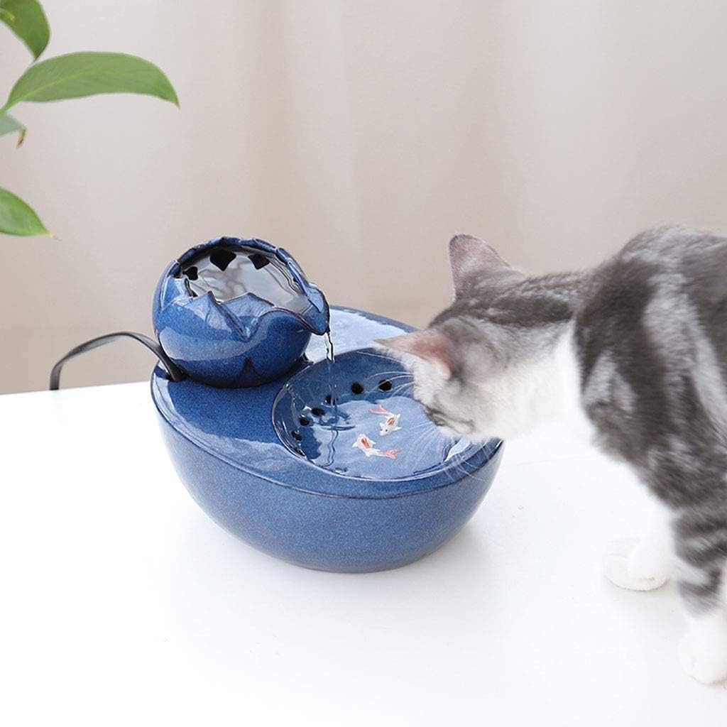 Fountain Pet Drinking Fountain Automatic Circulation Cat Water Dispenser Pet Supplies Flowing Water Dog Cat with Live Water Basin Pet Water Dispenser (Color : Black) (Blue)