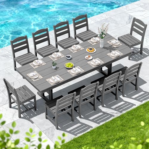 Image of SERWALL Outdoor HDPE Armless Dining Chairs Set of 4, Gray