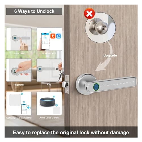Serrure connectée Tuya avec empreinte biométrique et code pour porte de chambre - 4