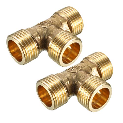 Conector tipo T uxcell con rosca macho de 1/2 PT para tuberías, pack de 2 unidades 2