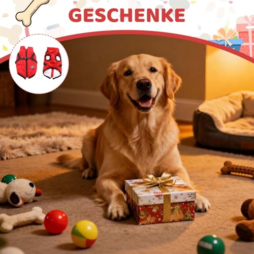 Hundemantel Winter mit Geschirr, Warme Hundejacke für Kleine Hunde, Wasserdicht, Reflektierend, Rot M, Hundemantel Für Kleine Hunde, Ideal Wintermantel Hund für kalte Tage, Hundejacke Wasserdicht