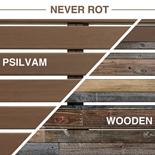 Psilvam Knight Bench, Two Person Outdoor Poly Lumber Patio Backless Bench, Weatherproof Garden Bench That Never Rot And Fade, Suit For Garden, Porch And Park (Brown) #TOP6