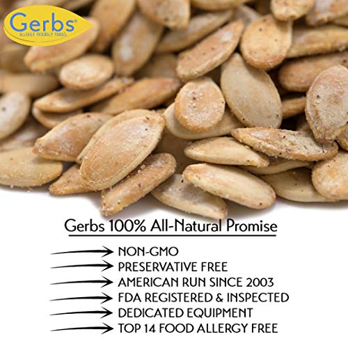 Gerbs Toasted Onion, Garlic Whole Pumpkin Seeds, 32 Ounce Bag, Roasted, Top 14 Food Allergy Free, Non Gmo, Vegan, Keto, Paleo Friendly #TOP7