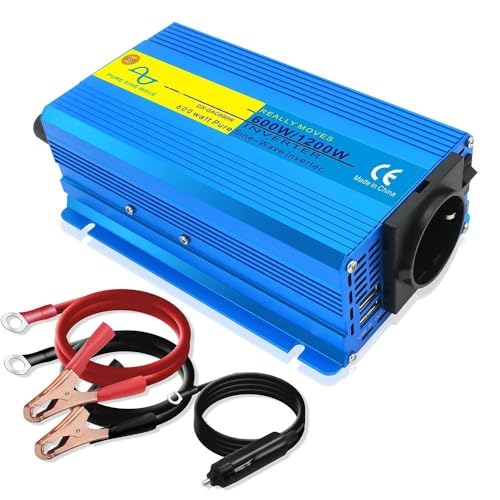 Transformador Inversor Onda Sinusoidal Pura 1200 W 2000 W 12 V/24 V 220 V Convertidor Potencia Batería Transformador Voltaje Inversor Solar Híbrido(12V,1200W Peak,Universal)