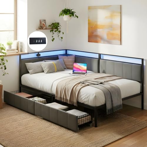 GOKHOMX Sofá Cama 90x200 con Toma