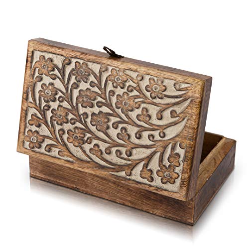 Great Birthday Gift Ideas Handmade Decorative Wooden Jewelry Box With Lock & Key Jewelry Organizer Keepsake Box Treasure Chest Trinket Holder Watch Box Storage Lock Box Housewarming Gifts #TOP4