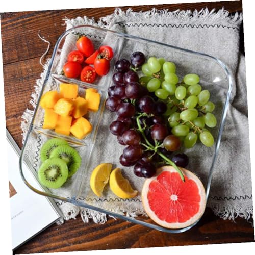 Plato para servir con secciones para salsa de vidrio resistente al calor miniatura 6