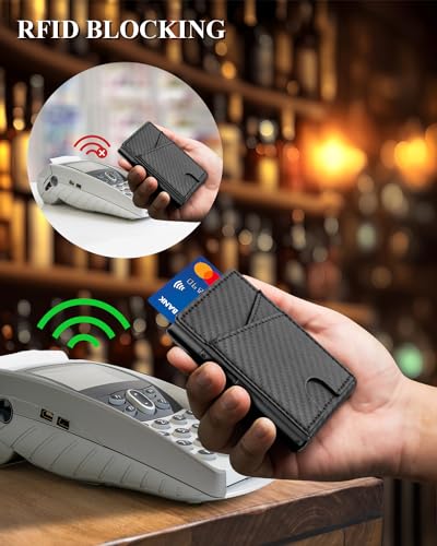 Wallet for Men with Money Clip, Slim Minimalist Metal RFID Blocking Wallets for Men, Pop Up Aluminum Case, 10 Credit Card Capacity, Front Pocket, Cash Slot, Leather 6