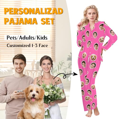 Custom Pajamas Set with Photo Face Personalized Pajama Pjs Funny Gifts for Men Women Matching Couples Christmas2