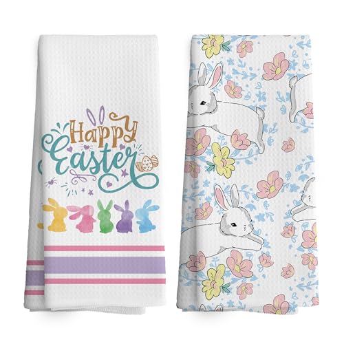 Taedin 093 Happy Easter Bunny Rabbit Kitchen Towels Dish Towel 16X24 Inches cover