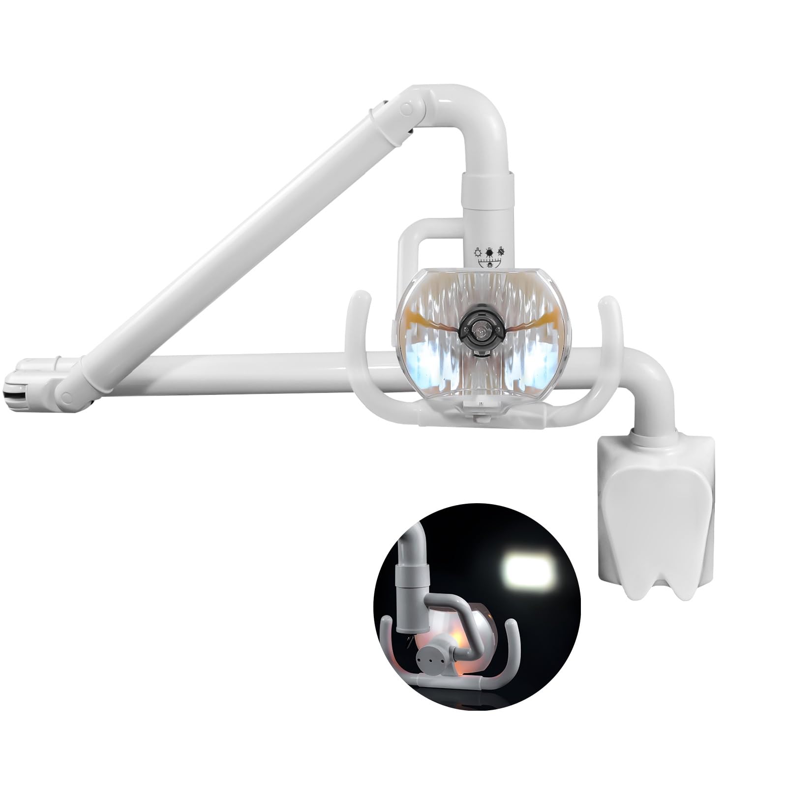 REEHUT 50W Wall Hanging Surgical Examination Lamp Wall-Mounted Shadowless Cold Light Operating Lamp with Arm