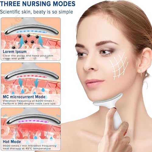 Image of KIMEE 2025 Style - Face Massager Electric, Anti Ageing Device, 7 in 1 Multi-Function Facial Massager and 45±5C Heat, Electric Neck Face Lifting Massager, for Skin Care,Smoothing Wrinkles,Firming Skin and Neck Lifting (White) (7 IN 1)