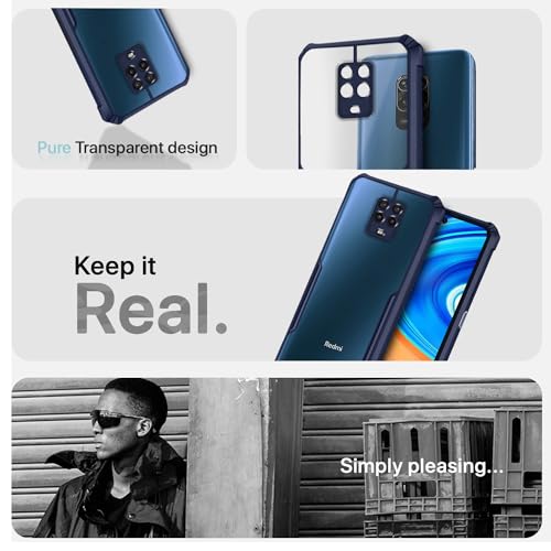 Image of Outlouders Back Cover for Redmi Note 9 Pro /Note 9 Pro Max /Poco M2 Pro /Note 10 Lite | Ultra Hybrid Transparent | Full Camera Protection | Raised Edge | Crystal Clear Bumper Case (Blue)