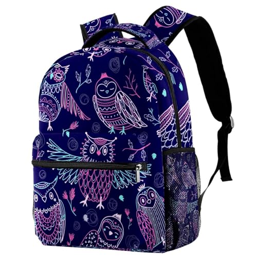 Sac à dos imperméable et léger chouettes et fleurs pour ados et femmes