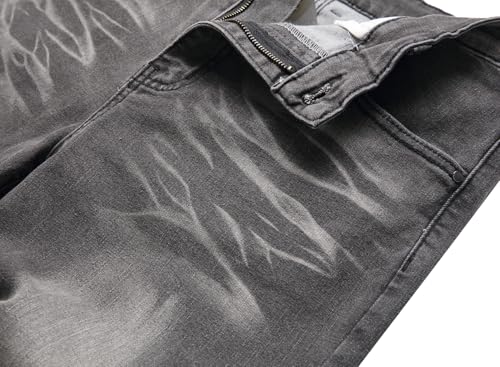 Image of QIMYUM Men's Wide-Leg Baggy Flex Jeans Relaxed Loose Fit Long Denim Pants