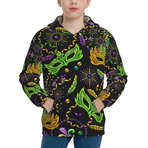 Carnival Mardi Gras3 Kids Pullover Hoodies Boys Sweatshirts Girls Athletic Clothes with Pocket