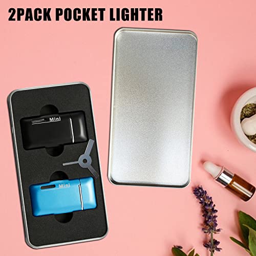 Cponmist 2 Pack Mini Butane Lighter, Double Jet Torch Lighter With Visible Window, Refillable And Adjustable Pocket Lighter, Great Little Gift For Men And Women, Black And Blue (Without Gas) #TOP4