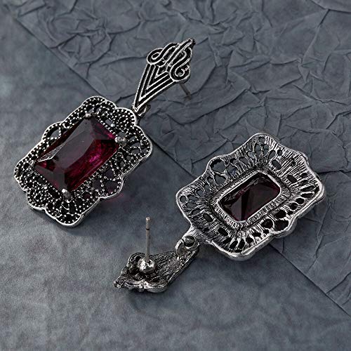 Art Deco Antique Vintage Style Garnet Wine Purple Amethyst Ruby Rhinestone Celtic Bridal Prom Gatsby Formal Wedding Earrings4