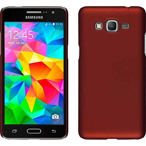 PhoneNatic Custodia Rigida Compatibile con Samsung Galaxy Grand Prime - gommata Rosso - Cover + Pellicola Protettiva