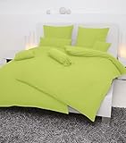 Besonderheit: Reißverschluss Janine Mako Soft Seersucker Bettw�sche 0125/36 in 19 Uni Farben 135x200 + 80x80 in apfelgr�n