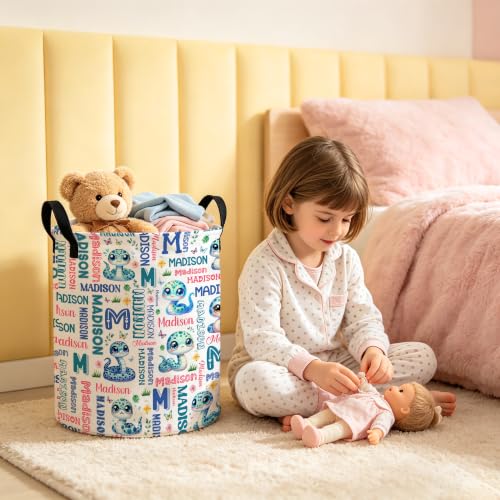 Image of Custom Snake Laundry Hamper, Personalized Laundry Basket with Name, Customized Dirty Clothes Basket for Clothes Toy Bathroom Bedroom Storage,S-16.5 inchX 13.8 inch
