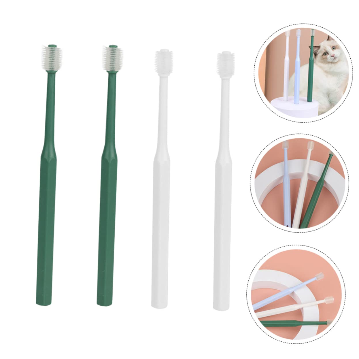 Sosoport 12pezzi Spazzolino Da Denti Per Animali Domestici Di Spazzolini Per Cani e Gatti Design Ergonomico Con Manico Antiscivolo Igiene Orale Completa Per Cuccioli e Gattini
