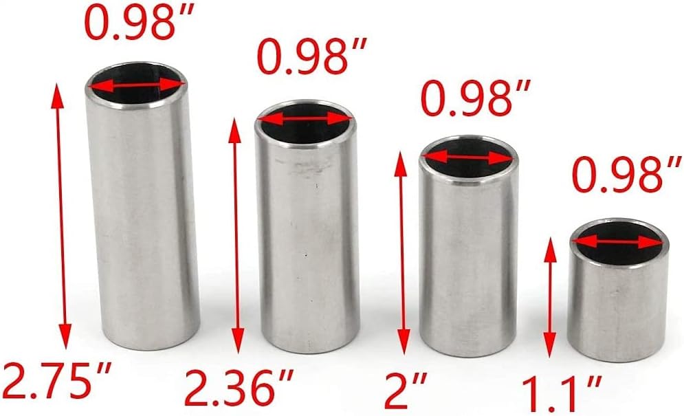 4Pcs Guitar Slides 70mm/60mm/50mm/28mm Chrome-Plated Stainless Steel Accessories for Guitar Bass, Sliver